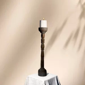 The Temple Torch – Rustic Long Wooden Candle Stand